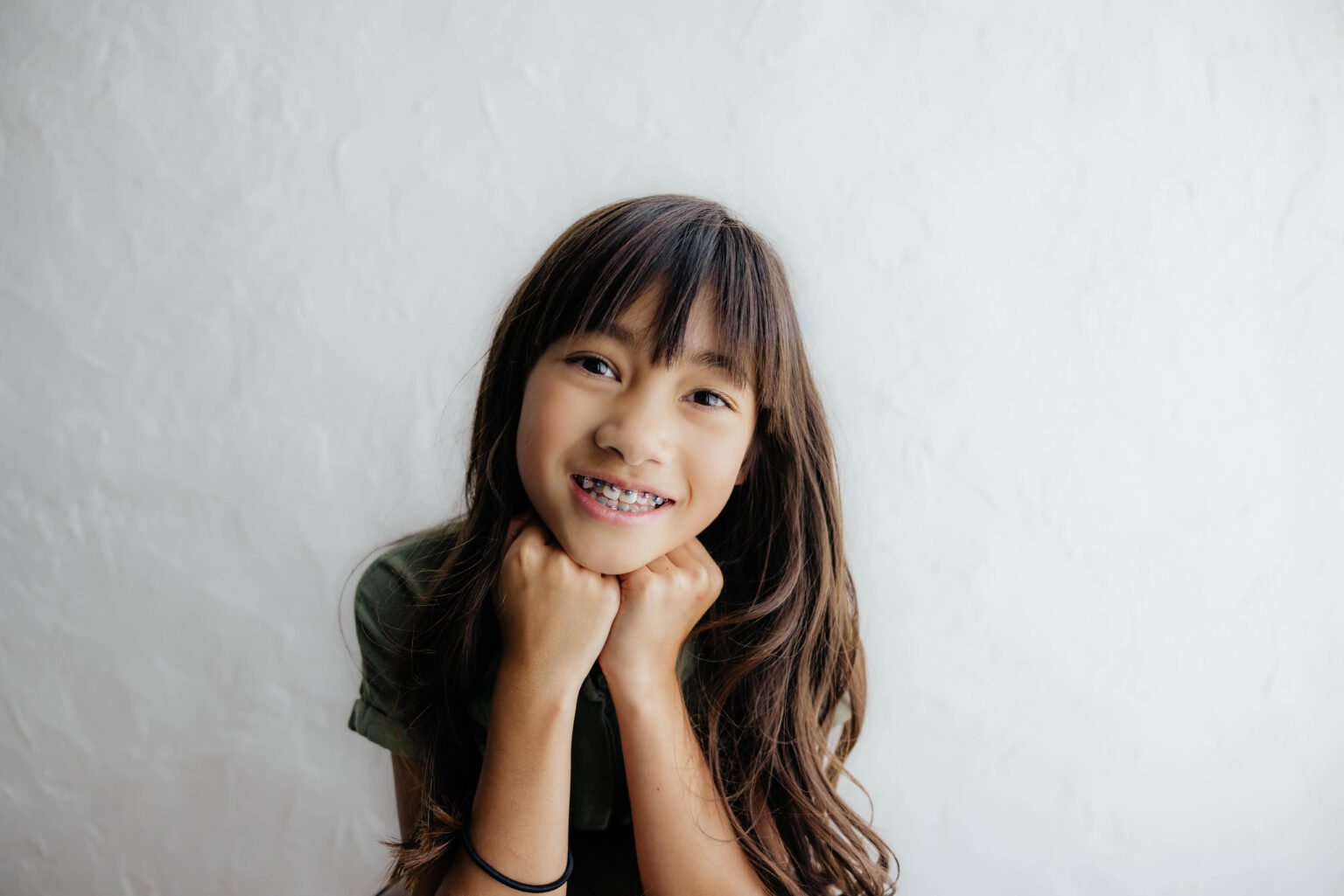 A young girl undergoing phase 1 orthodontic treatment